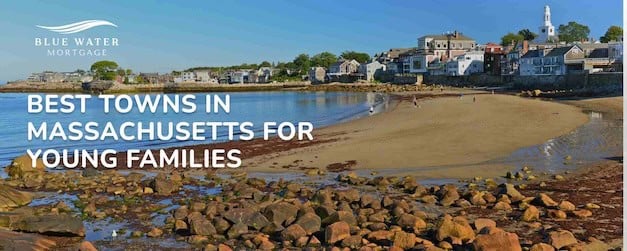 Pueblo costero en Massachusetts. Vista frente a la playa.